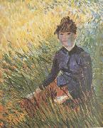 Vincent Van Gogh Woman sitting in the Grass (nn04) oil painting on canvas